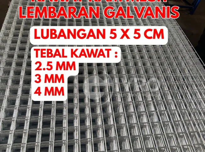 Kawat Ram Mesh Lembaran Galvanis Lubangan 5x5cm Tebal Kawat 25mm 3mm dan 4mm