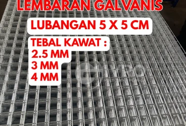 Kawat Ram Mesh Lembaran Galvanis Lubangan 5x5cm Tebal Kawat 25mm  3mm dan 4mm