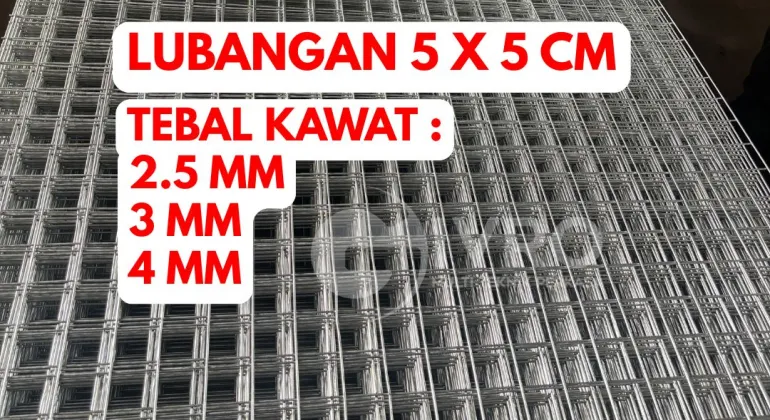 Kawat Ram Mesh Lembaran Galvanis Lubangan 5x5cm Tebal Kawat 2.5mm - 3mm dan 4mm